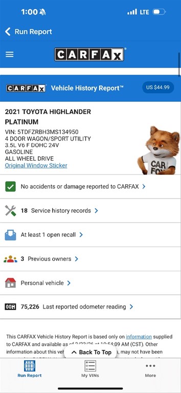 2021 Toyota Highlander Platinum — foto 10 / 10