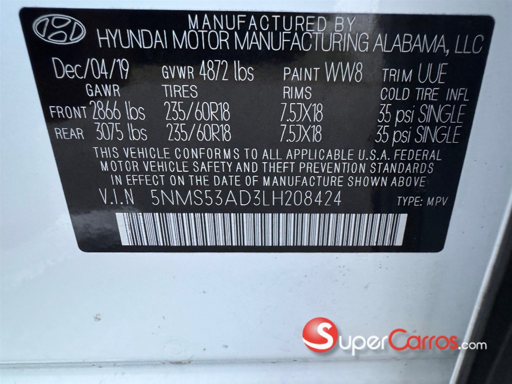 2020 Hyundai Santa Fe Limited — foto 10 / 11