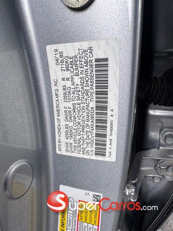 2019 Honda Accord EX — foto 5 / 11
