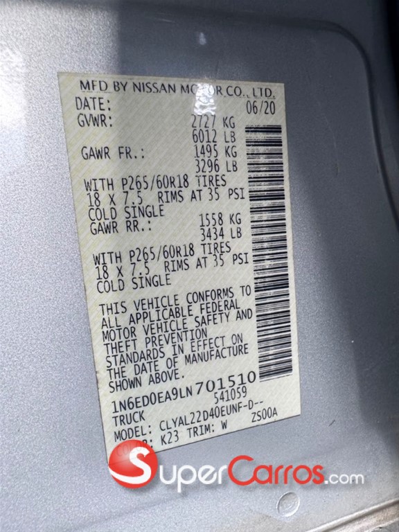2020 Nissan Frontier SV — foto 3 / 11